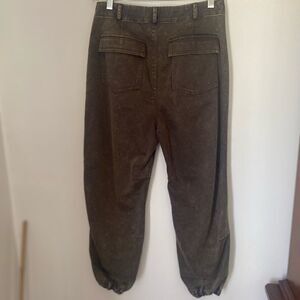 Doe & Rae distressed faux black denim joggers